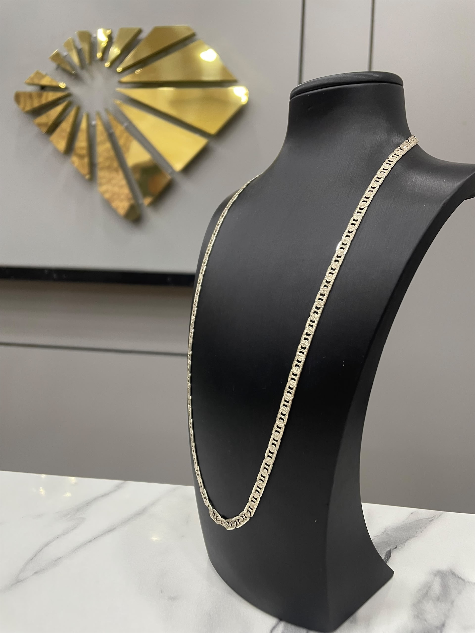 Cadena Tejido Gucci Diamantada en Plata