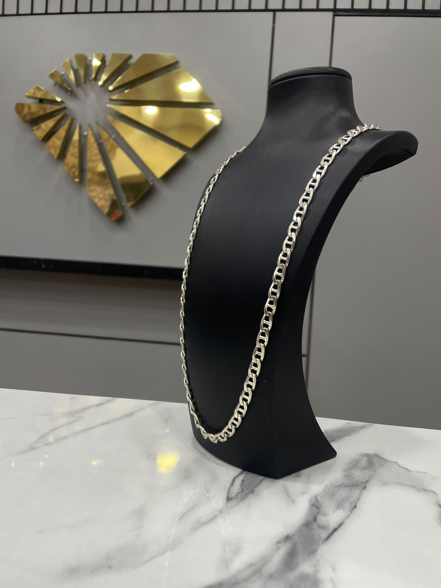 Cadena Tejido Gucci Plana en Plata