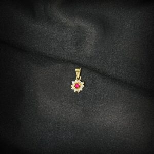 Flor Con Circones Y Piedra Roja