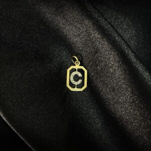 Inicial C En Oro Blanco, Con Circón